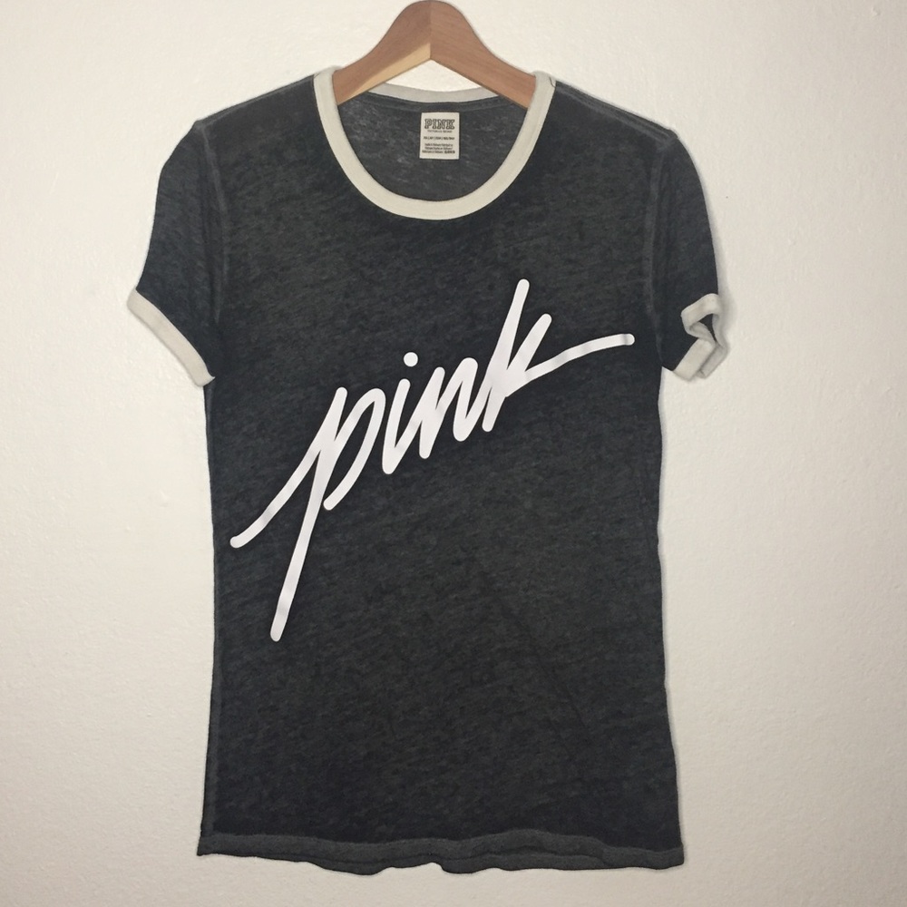 PINK Sporty Black and White Tee
